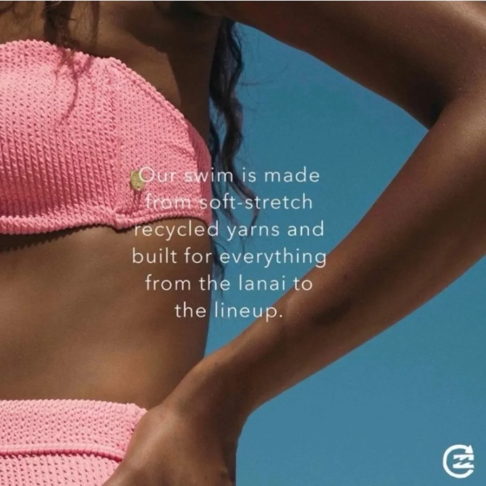 Billabong 🌸 Baby Pink Textured Strapless Bandeau Knot Bikini Top